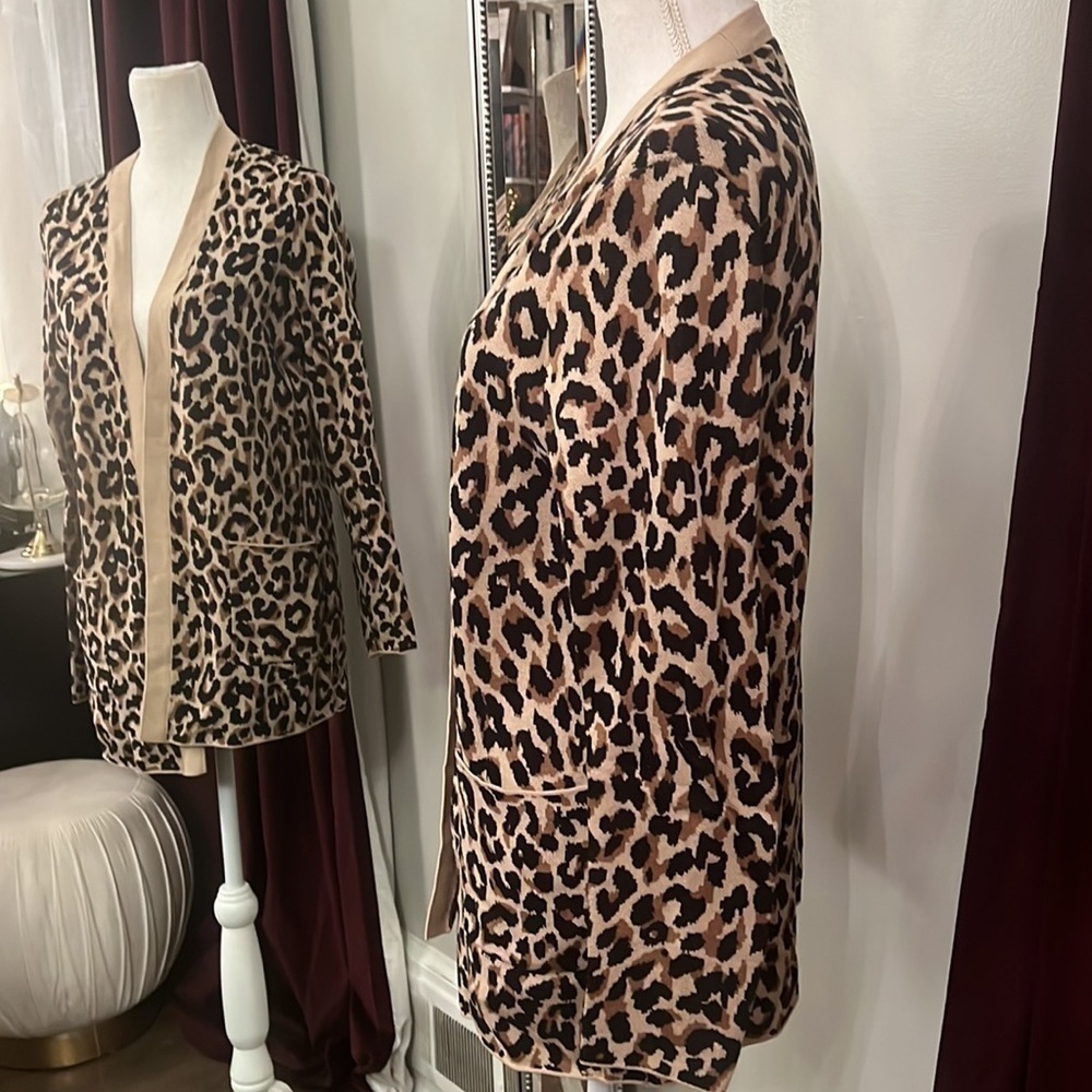 New without Tags J.Crew Factory Leopard open cardigan Size Small - Picture 4 of 9